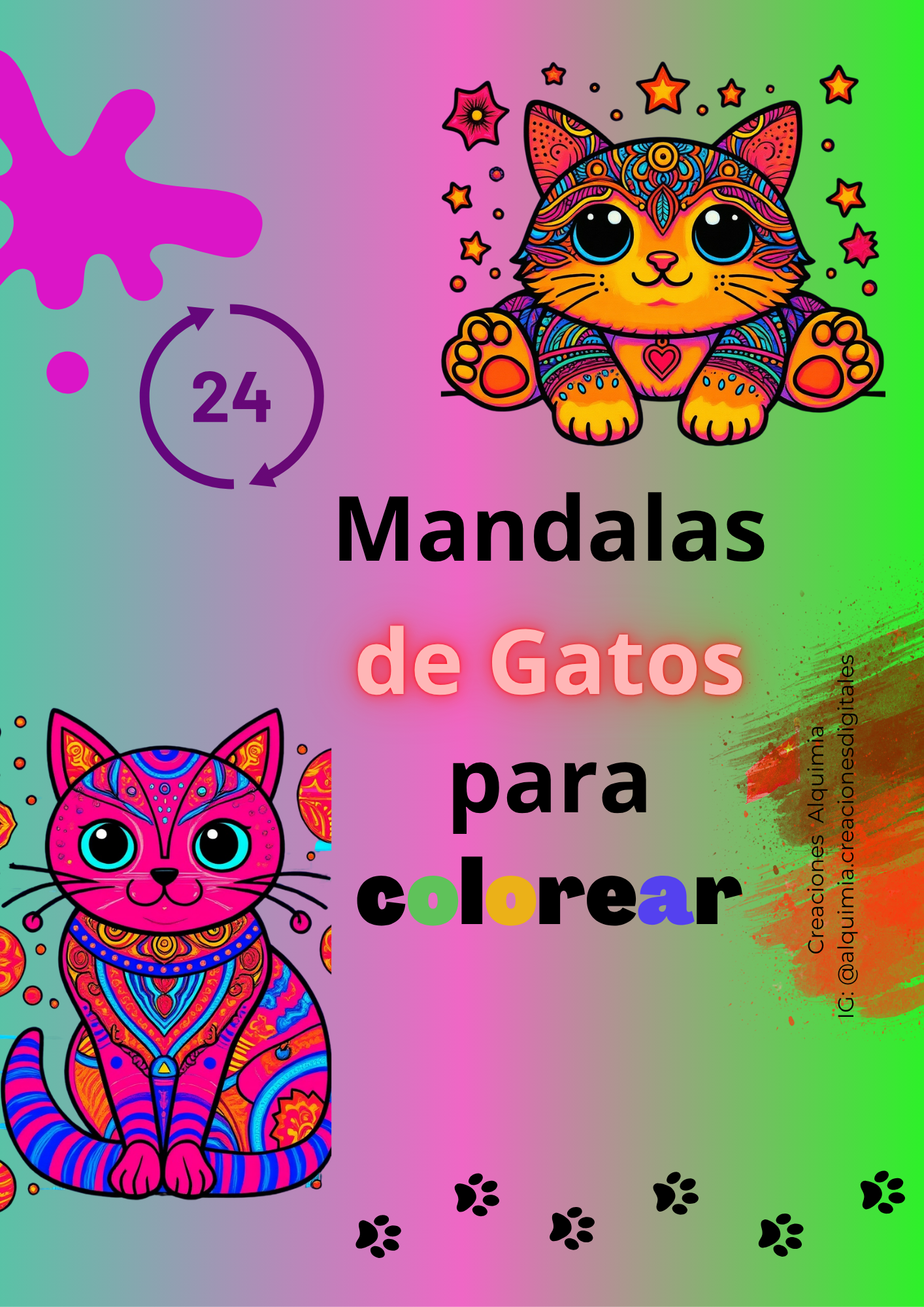 Mandalas de Gatos para colorear (PDF Imprimible)